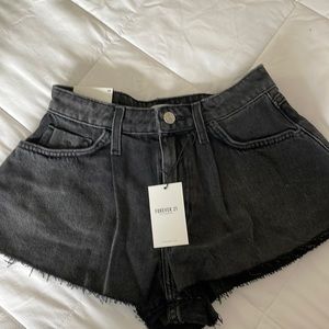Black denim short